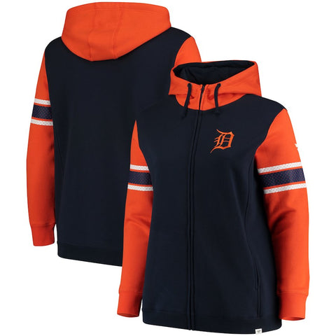 Detroit Tigers   Women's Plus Size Iconic Fleece Full-Zip Hoodie