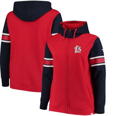 St. Louis Cardinals   Women's Plus Size Iconic Fleece Full-Zip Hoodie