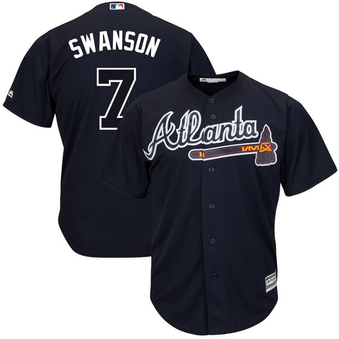 Dansby Swanson Atlanta Braves Majestic Big & Tall Alternate Cool Base Player Jersey - Navy
