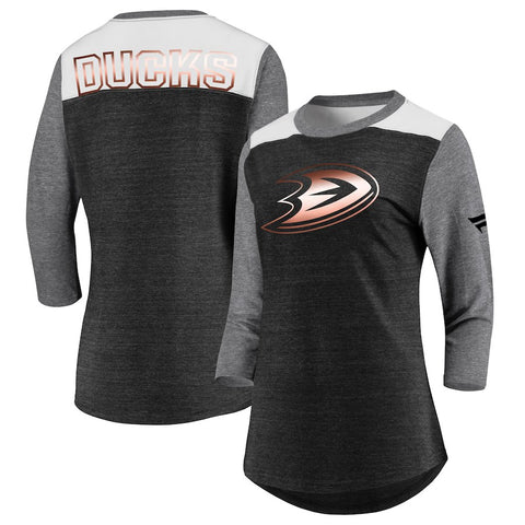 Anaheim Ducks   Women's Iconic Tri-Blend 3/4-Sleeve T-Shirt