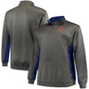 New York Mets Majestic Fleece Pullover Quarter-Zip Jacket - Charcoal/Royal