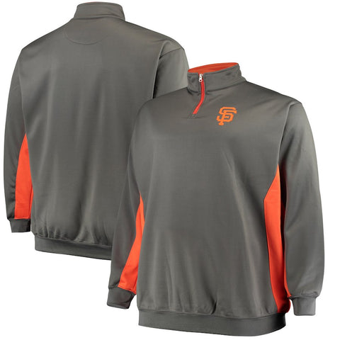 San Francisco Giants Majestic Fleece Pullover Quarter-Zip Jacket - Charcoal/Orange