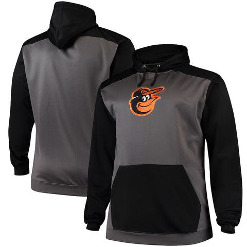 Baltimore Orioles Majestic Fleece Hoodie - Charcoal/Black