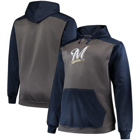 Milwaukee Brewers Majestic Fleece Hoodie - Charcoal/Navy
