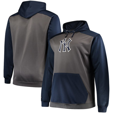 New York Yankees Majestic Fleece Hoodie - Charcoal/Navy