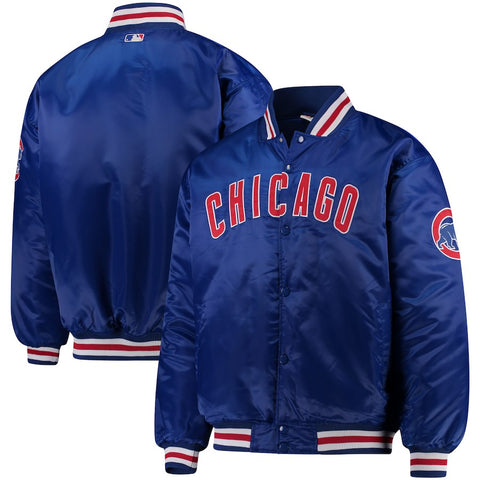 Chicago Cubs Majestic Big & Tall Satin Full-Button Jacket - Royal