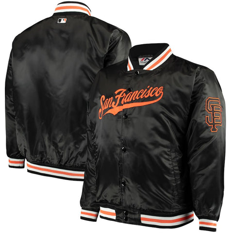 San Francisco Giants Majestic Big & Tall Satin Full-Button Jacket - Black