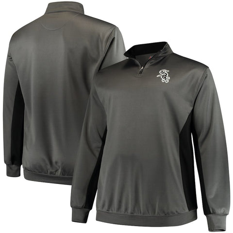 Chicago White Sox Majestic Fleece Pullover Quarter-Zip Jacket - Charcoal/Black