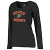 Anaheim Ducks   Women's Overtime Plus-Size Long Sleeve V-Neck T-Shirt - Black