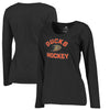 Anaheim Ducks   Women's Overtime Plus-Size Long Sleeve V-Neck T-Shirt - Black
