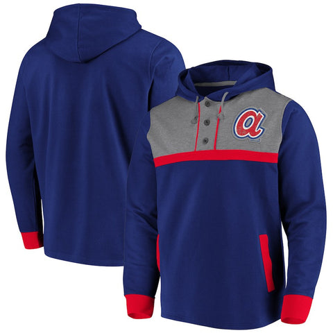 Atlanta Braves   True Classics Button-Up Henley Pullover Hoodie
