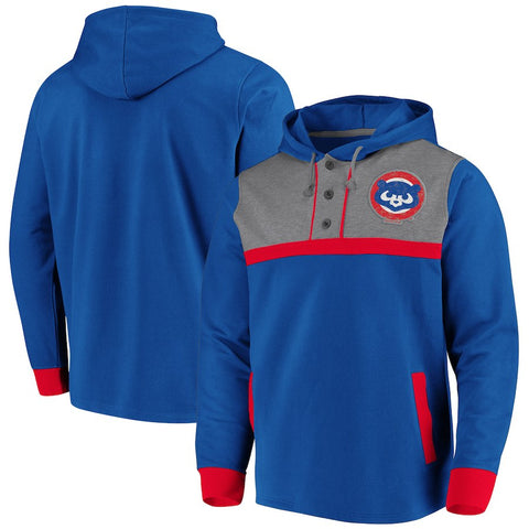 Chicago Cubs   True Classics Button-Up Henley Pullover Hoodie