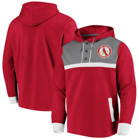 St. Louis Cardinals   True Classics Button-Up Henley Pullover Hoodie