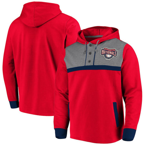 Washington Nationals   True Classics Button-Up Henley Pullover Hoodie