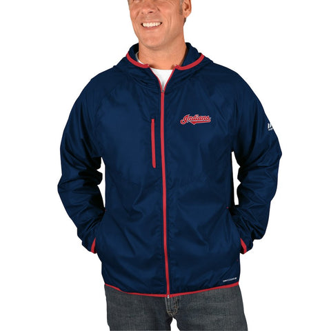 Cleveland Indians Majestic Strong Will Dry Base Full-Zip Hooded Jacket - Navy
