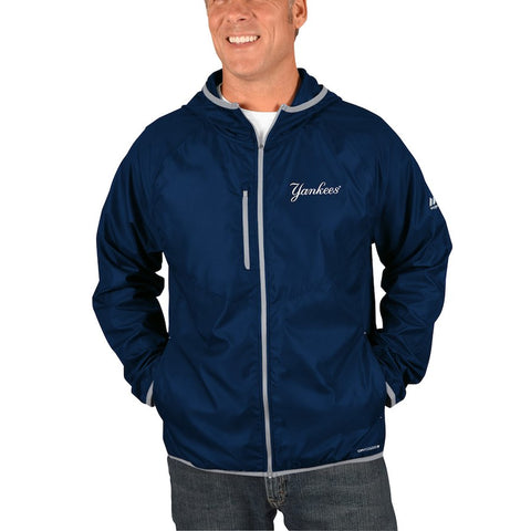New York Yankees Majestic Strong Will Dry Base Full-Zip Hooded Jacket - Navy