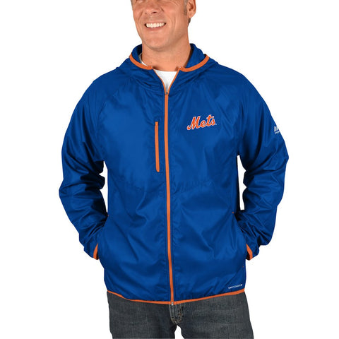 New York Mets Majestic Strong Will Dry Base Full-Zip Hooded Jacket - Royal