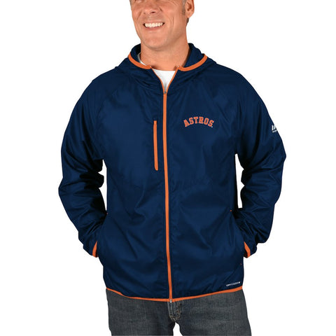 Houston Astros Majestic Strong Will Dry Base Full-Zip Hooded Jacket - Navy