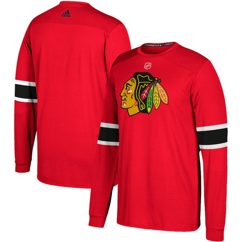 Chicago Blackhawks Silver Jersey Long Sleeve T-Shirt - Red