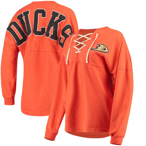 Anaheim Ducks   Women's Lace Up Long Sleeve Spirit T-Shirt