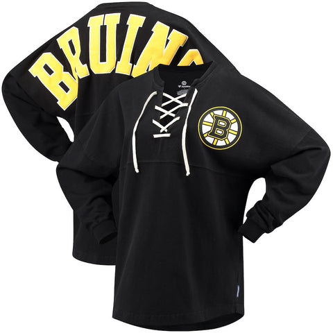 Boston Bruins   Women's Lace Up Long Sleeve Spirit T-Shirt