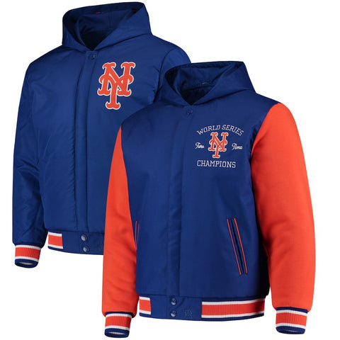 New York Mets JH Design Reversible Poly-Twill Hooded Jacket