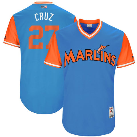 Giancarlo Stanton "Cruz" Miami Marlins Majestic 2017 Players Weekend Authentic Jersey - Blue