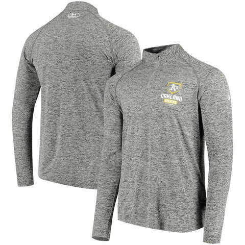 Oakland Athletics Under Armour Tech Performance Quarter-Zip Pullover Jacket - Heathered Gray