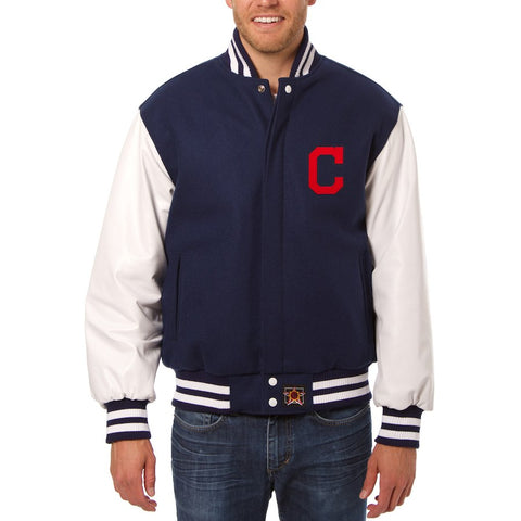 Cleveland Indians JH Design Wool Leather Full-Snap Jacket