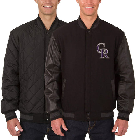 Colorado Rockies JH Design Wool Leather Reversible Full-Snap Jacket