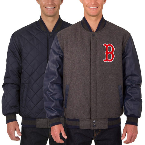 Boston Red Sox JH Design Wool Leather Reversible Full-Snap Jacket
