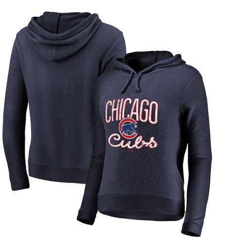 Chicago Cubs   Women's Cozy Steadfast Tri-Blend Pullover Hoodie - Navy