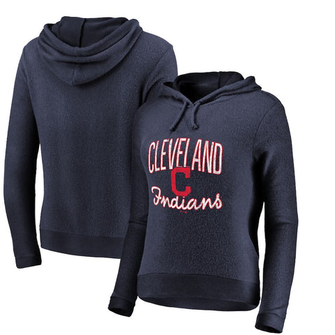 Cleveland Indians   Women's Cozy Steadfast Tri-Blend Pullover Hoodie - Navy