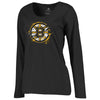 Boston Bruins   Women's Splatter Logo Plus Size Long Sleeve T-Shirt - Black