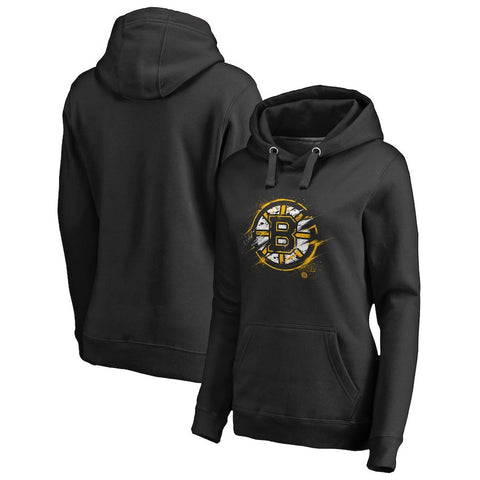 Boston Bruins   Women's Splatter Logo Pullover Hoodie - Black