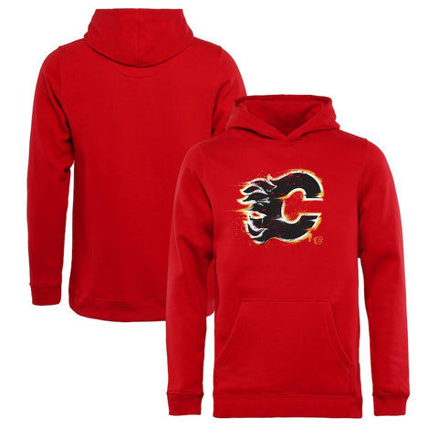 Calgary Flames   Youth Splatter Logo Pullover Hoodie - Red