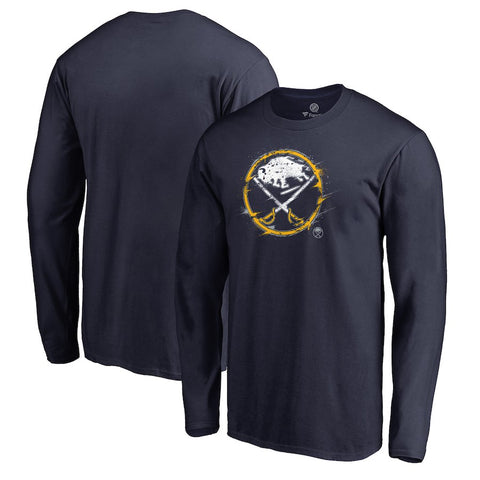 Buffalo Sabres   Splatter Logo Long Sleeve T-Shirt - Navy