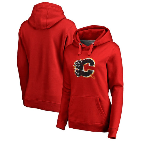 Calgary Flames   Women's Splatter Logo Plus Size Pullover Hoodie - Red