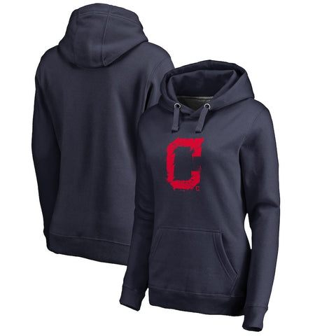 Cleveland Indians   Women's Splatter Logo Pullover Hoodie - Navy