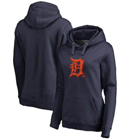 Detroit Tigers   Women's Splatter Logo Pullover Hoodie - Navy
