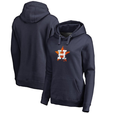 Houston Astros   Women's Splatter Logo Pullover Hoodie - Navy