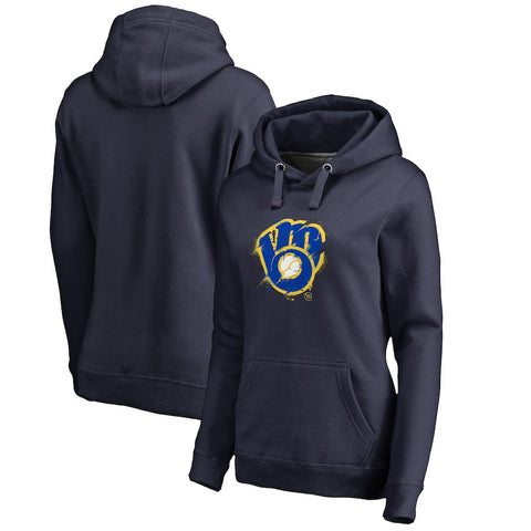 Milwaukee Brewers   Women's Splatter Logo Pullover Hoodie - Navy