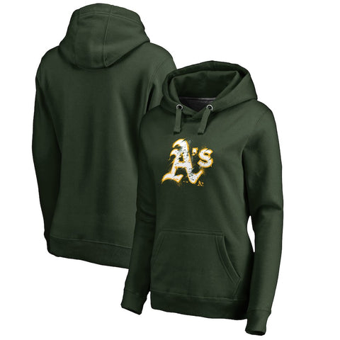 Oakland Athletics   Women's Splatter Logo Pullover Hoodie - Green