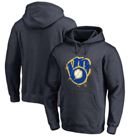 Milwaukee Brewers   Splatter Logo Pullover Hoodie - Navy