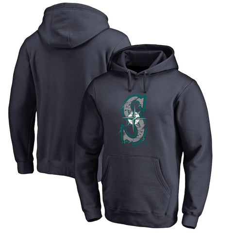 Seattle Mariners   Splatter Logo Pullover Hoodie - Navy