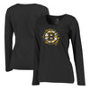 Boston Bruins   Women's Splatter Logo Plus Size Long Sleeve T-Shirt - Black