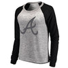Atlanta Braves Let Loose by RNL Women's Cozy Collection Plush Raglan Tri-Blend Sweatshirt - Ash