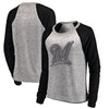 Milwaukee Brewers Let Loose by RNL Women's Cozy Collection Plush Raglan Tri-Blend Sweatshirt - Ash