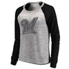 Milwaukee Brewers Let Loose by RNL Women's Cozy Collection Plush Raglan Tri-Blend Sweatshirt - Ash