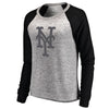 New York Mets Let Loose by RNL Women's Cozy Collection Plush Raglan Tri-Blend Sweatshirt - Ash